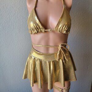 Gold Holo Sparkle Festival Dance Set + Garter